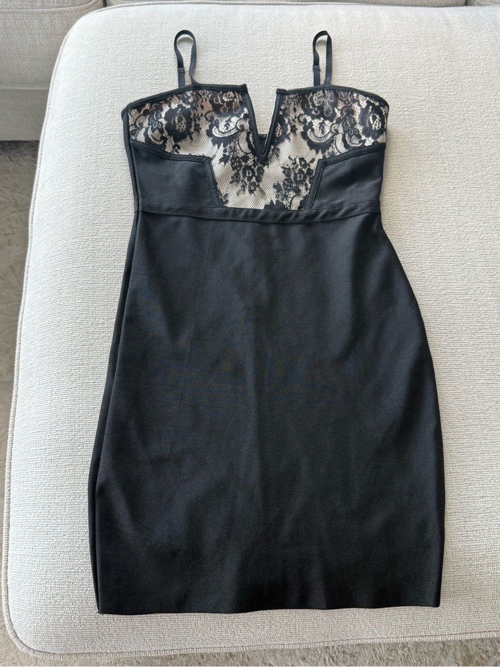 Windsor Black Lace-Accent Bodycon Mini Dress